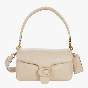 Coach Ivory Leather Handbag with Gold Zipper
